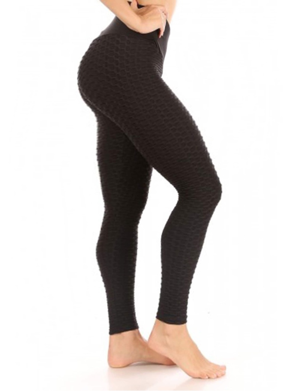 ARA SPORTS Butt Lifting Black Textured Active Leggings M